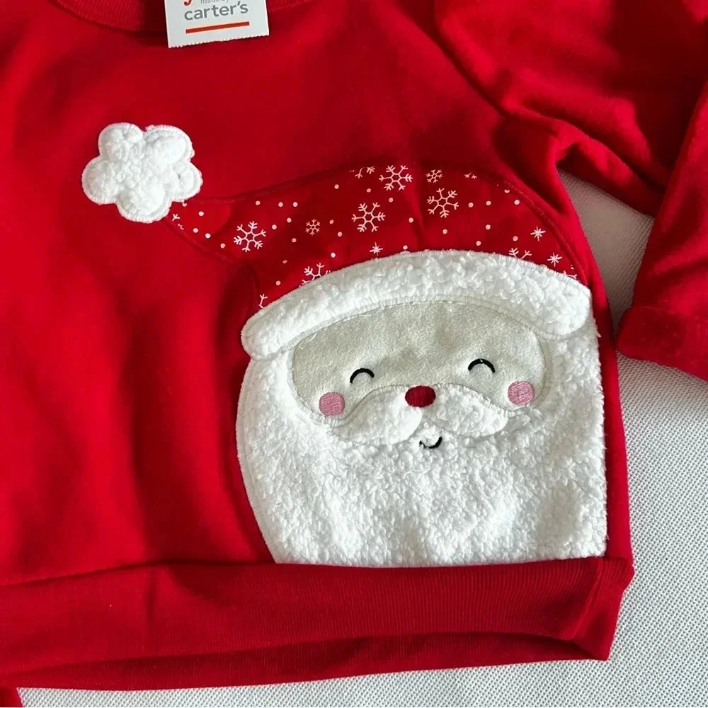 Carter's Infant Girls Red & White Santa Claus & Snowflake Pant Christmas Outfit